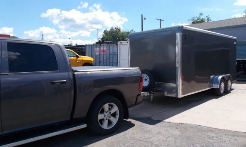 Dark trailer with ford pickup Dark trailer with ford pickup